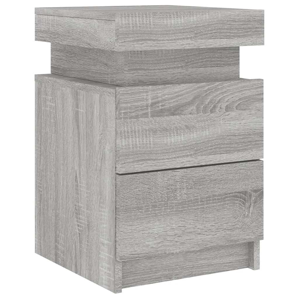 Comodino | Armadio da Notte | Mobiletto da notte con Luci LED Grigio Sonoma 35x39x55 cm
