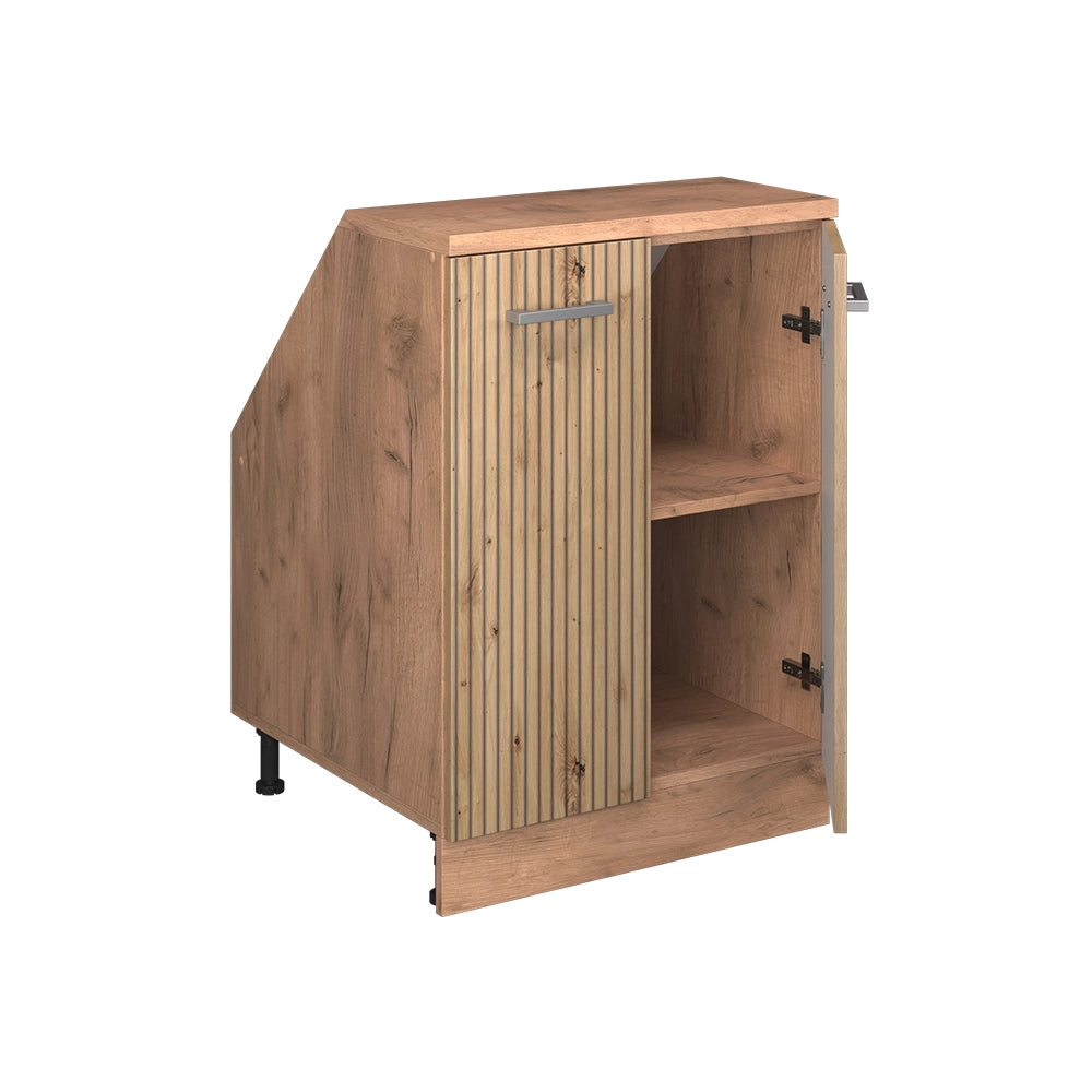 Mobile cucina sottotetto R-Line Rovere artigianale/Rovere dorato 60 cm con 2 porte, carcassa 60 cm profondità Vicco