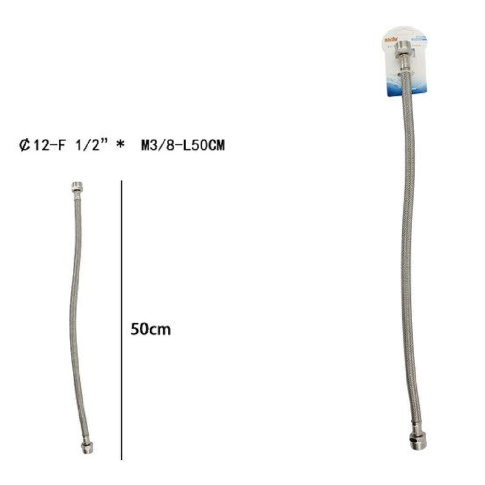 Trade Shop - Tubo Flessibile Flessibili Rubinetto Miscelatore Acqua 50 Cm F 1/2 X M3/8 69400 -