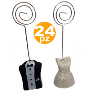 Trade Shop - 24 Segnaposto Clip Segnatavola Bomboniera Sposi Abiti Matrimonio Promessa Nozze -