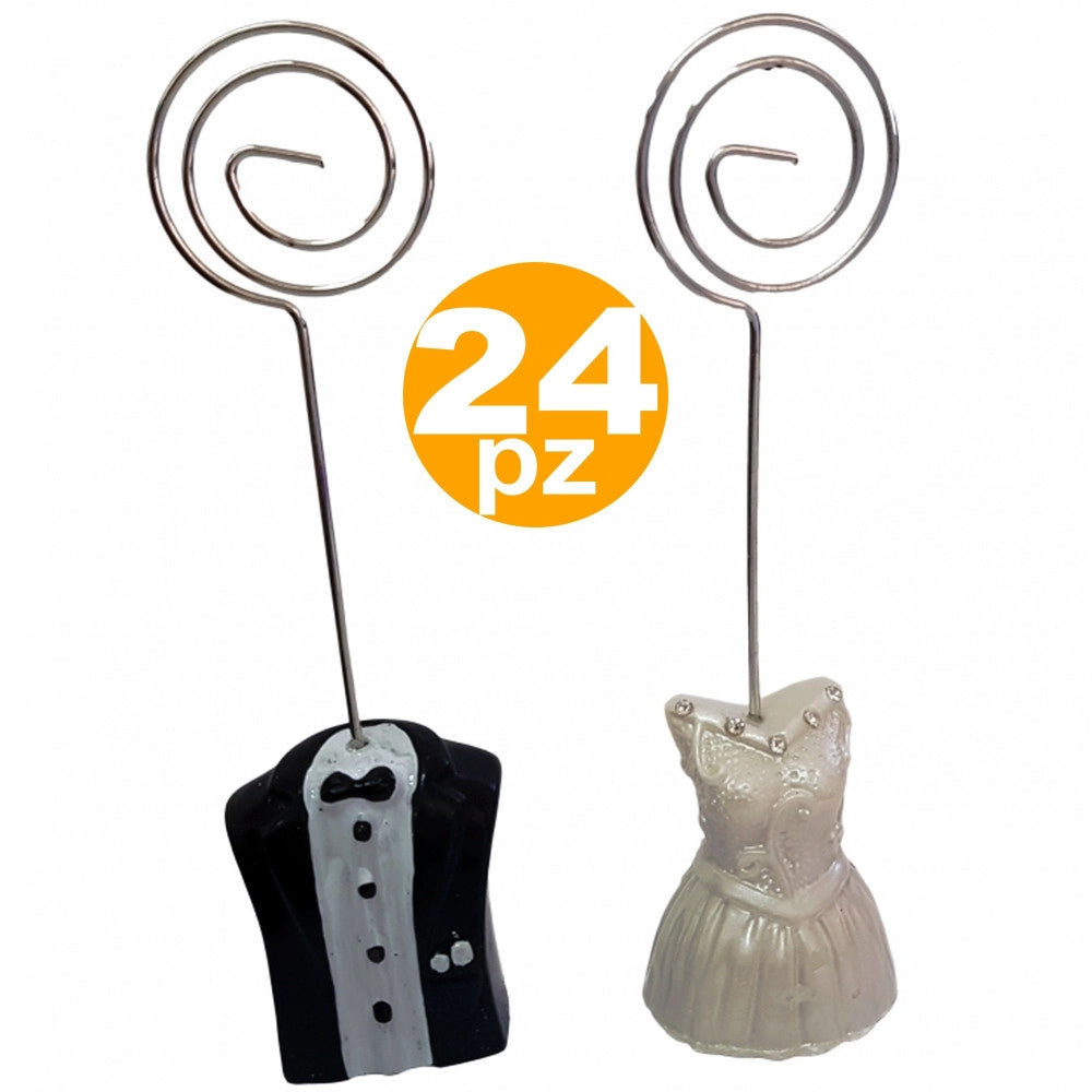 Trade Shop - 24 Segnaposto Clip Segnatavola Bomboniera Sposi Abiti Matrimonio Promessa Nozze -