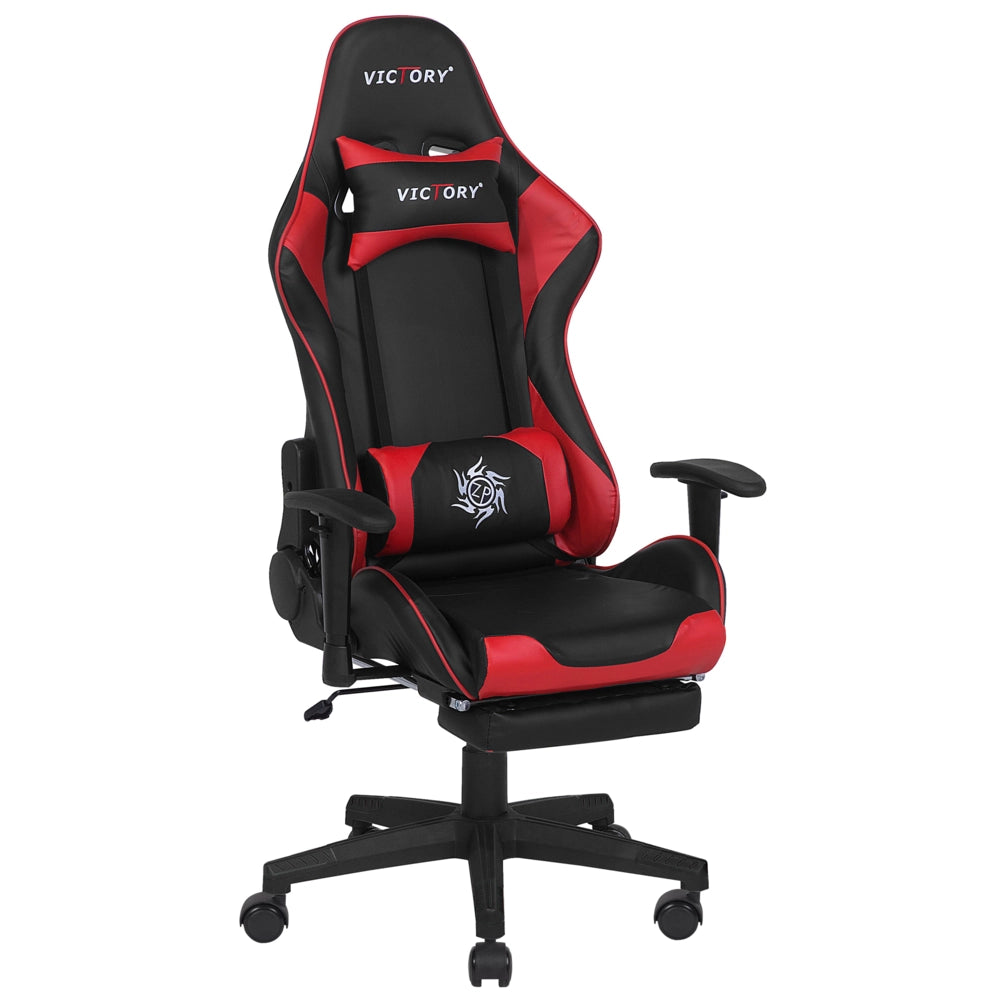 Sedia Gaming Nero Rosso Ecopelle Girevole Regolabile Braccioli e Poggiapiedi Regolabile in Altezza Moderna