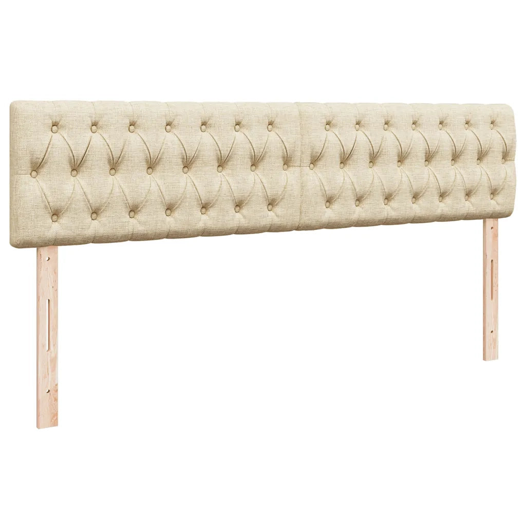 Struttura Letto Pouf con Materassi Crema 200x200 cm in Tessuto 3312027