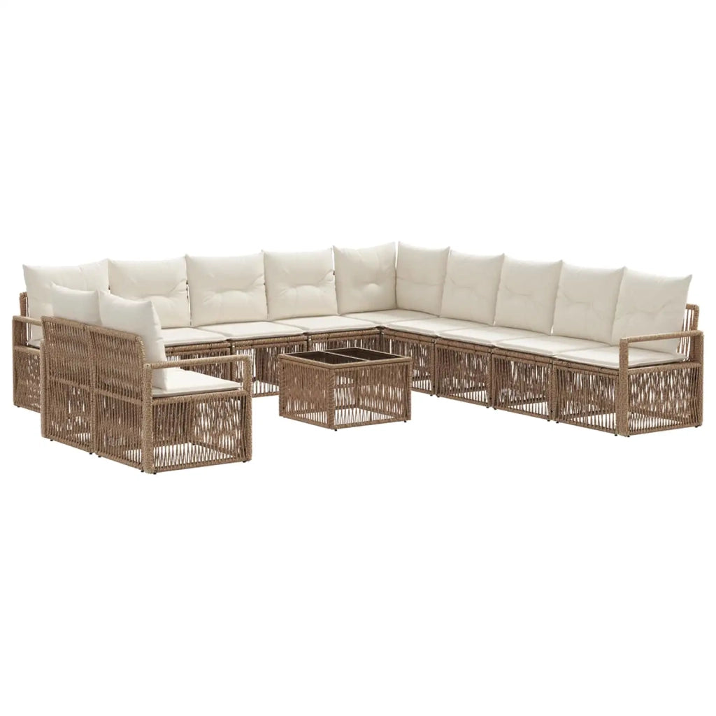 Set Divano da Giardino 12 pcs Beige polyrattan