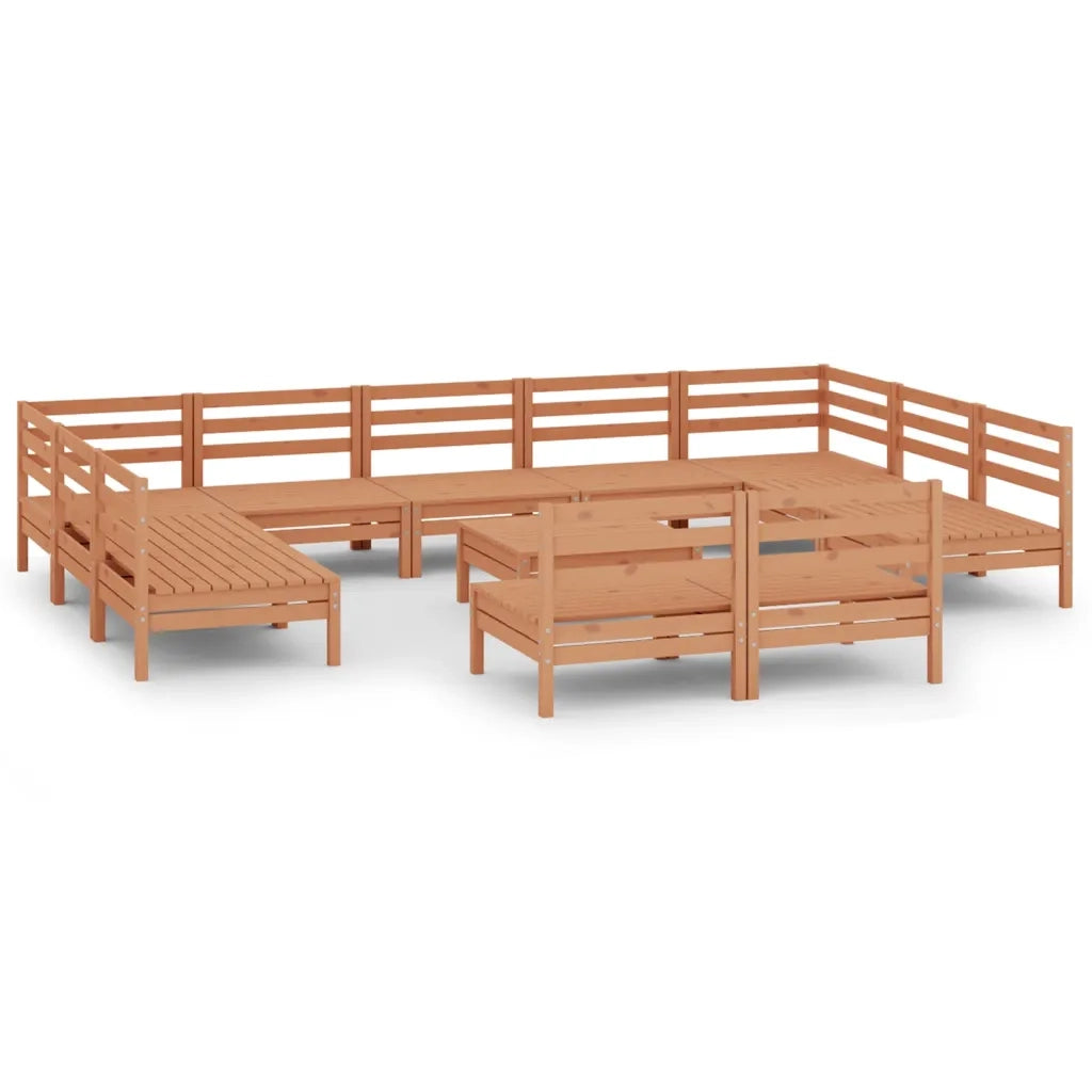 Set Salotto da Giardino 12 pz in Legno Massello di Pino ambra 3083452