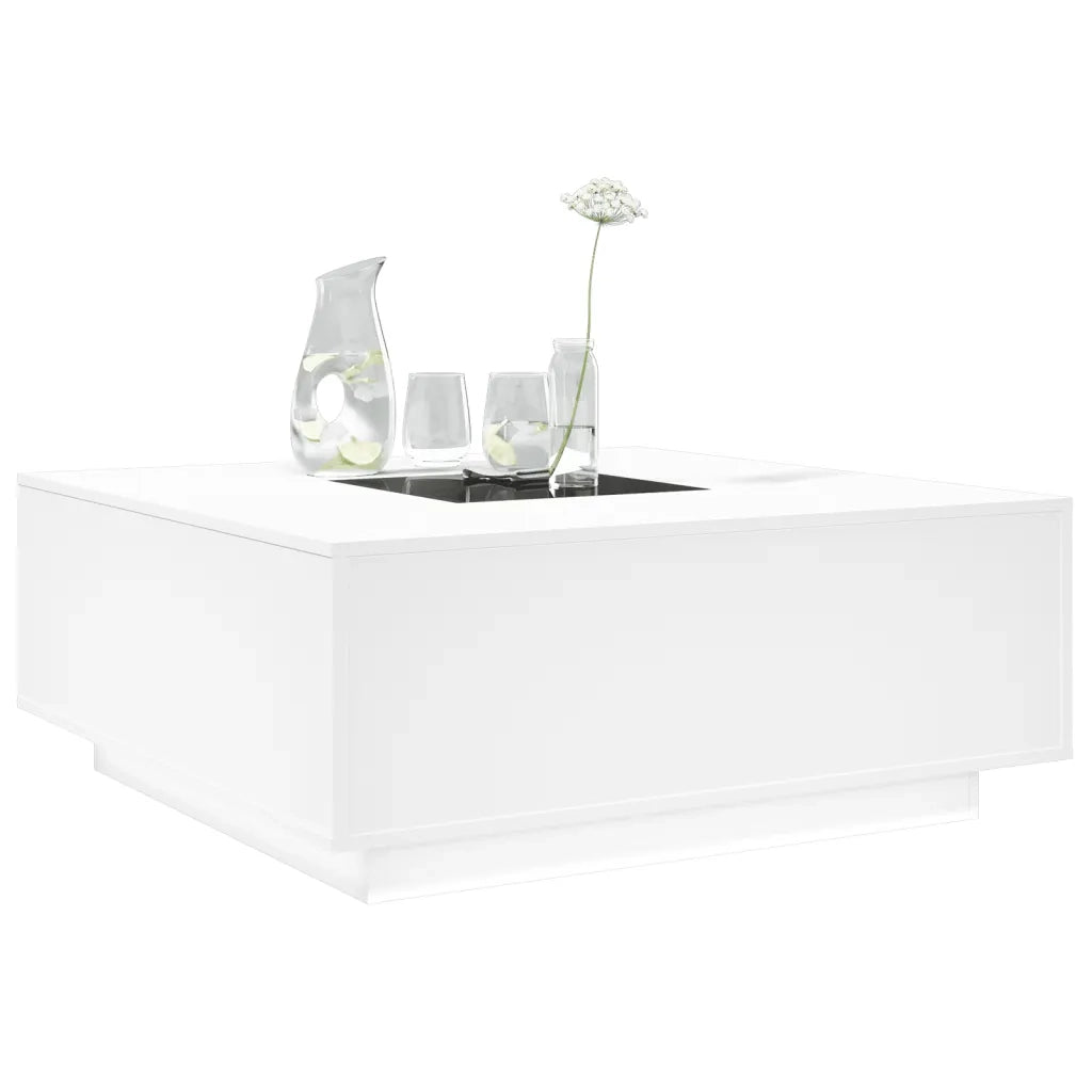 Tavolino da Salotto con LED Infinity Bianco 100x100x40 cm