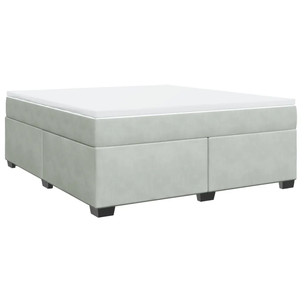 Giroletto a Molle con Materasso Grigio Chiaro 180x200cm Velluto