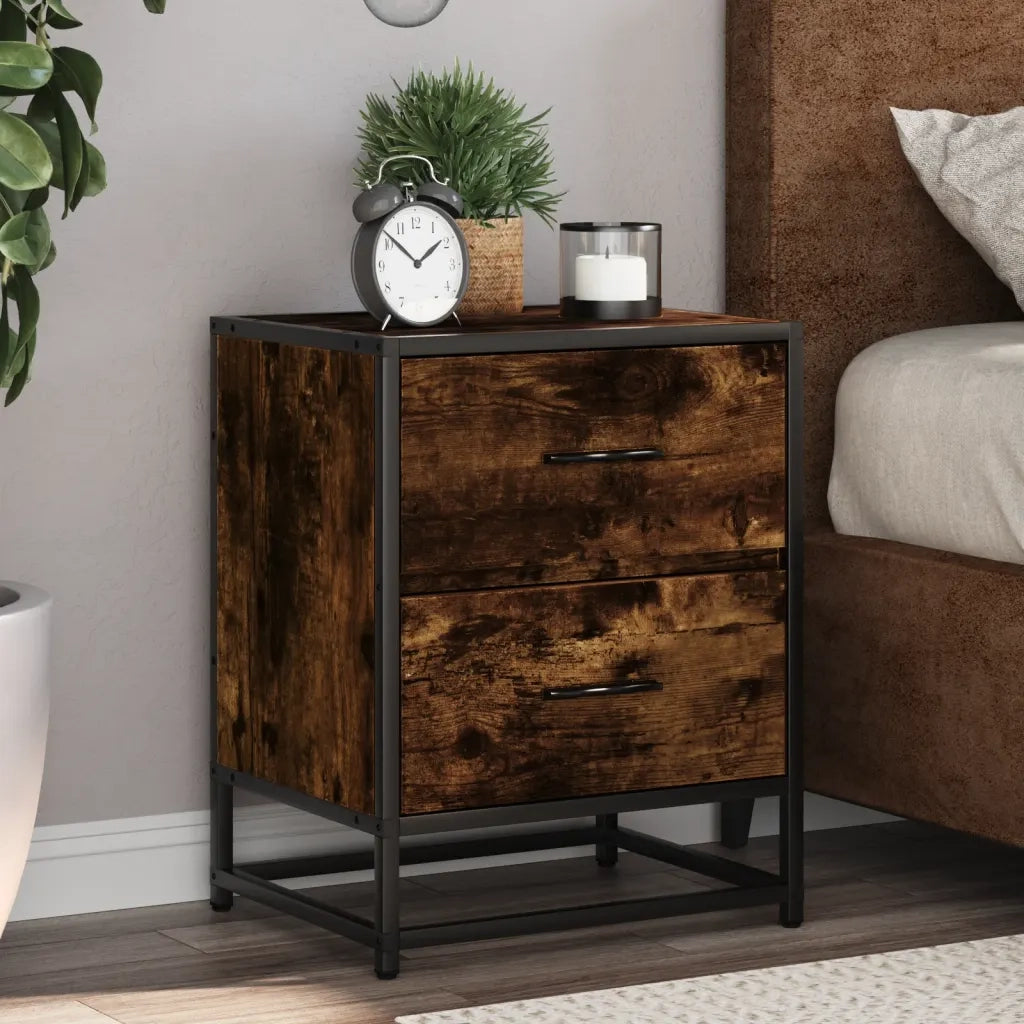 Set di 2 Comodini | Armadio da Notte | Mobiletto da notte Rovere Fumo 40x31x50 cm in Truciolato