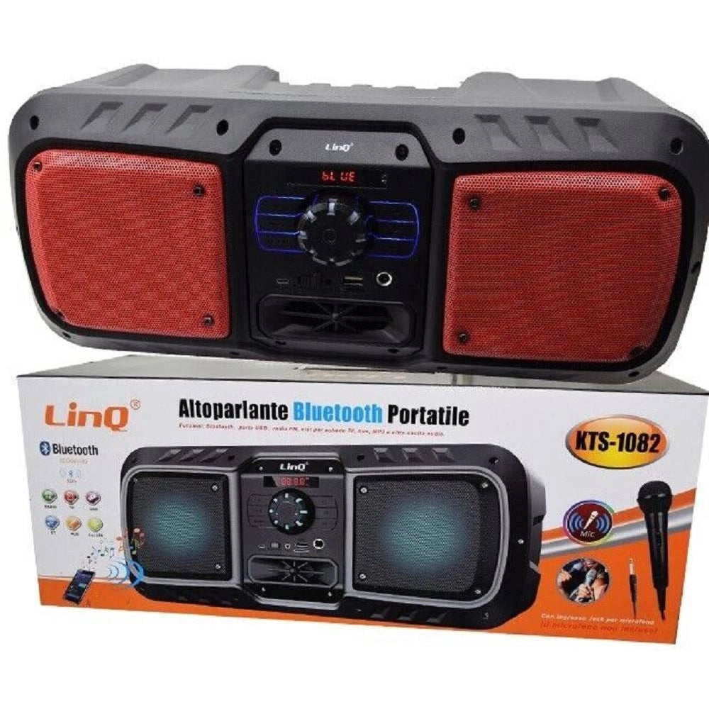 Trade Shop - Altoparlante Speaker Cassa Amplificata Bluetooth Kts-1082 Radio Fm Tf Usb Aux Mic -