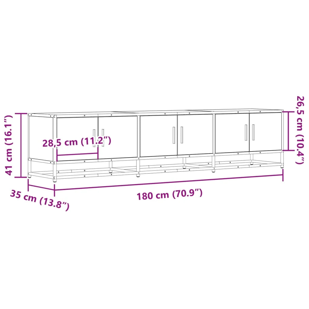 Mobile TV multimediale scaffale TV credenza mobile TV sala da pranzo soggiorno camera da letto rovere affumicato 180 x 35 x 41 cm legno ingegnerizzato marrone 02_0027362
