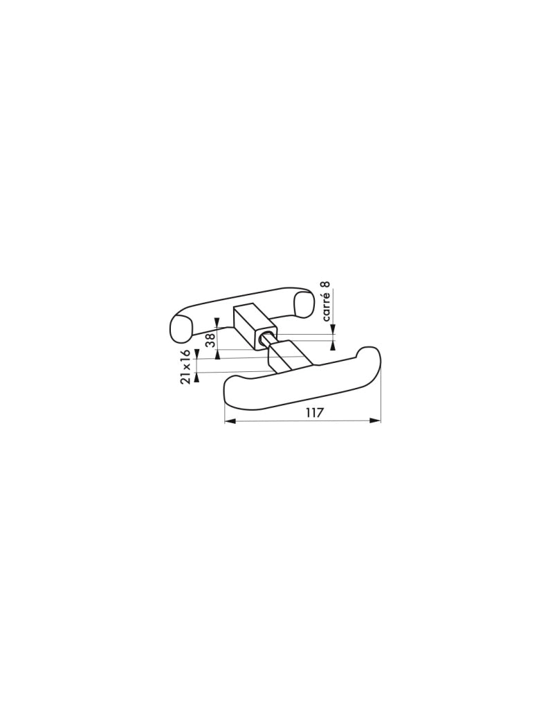 Maniglia doppia con quadro da 8 mm per riferimento 096562 – THIRARD