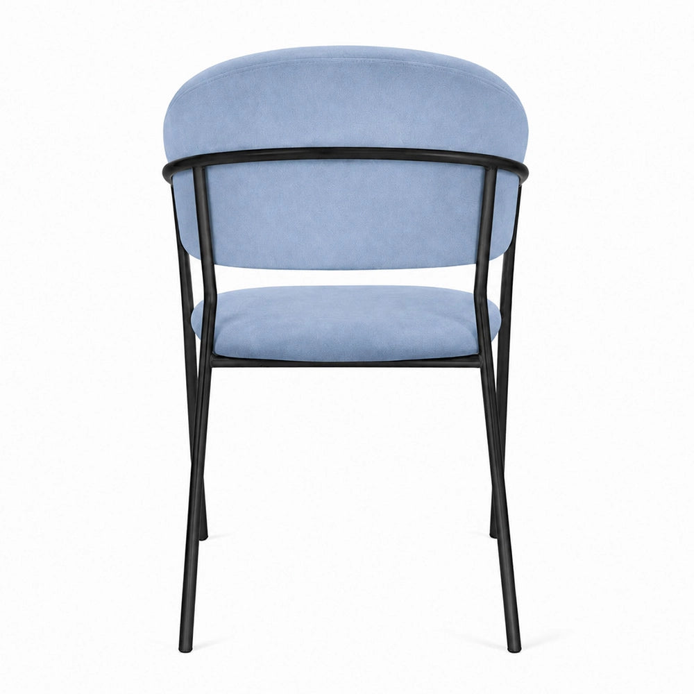 Sedie da sala da pranzo set da 2 Aurelia in velluto celeste con gambe nere