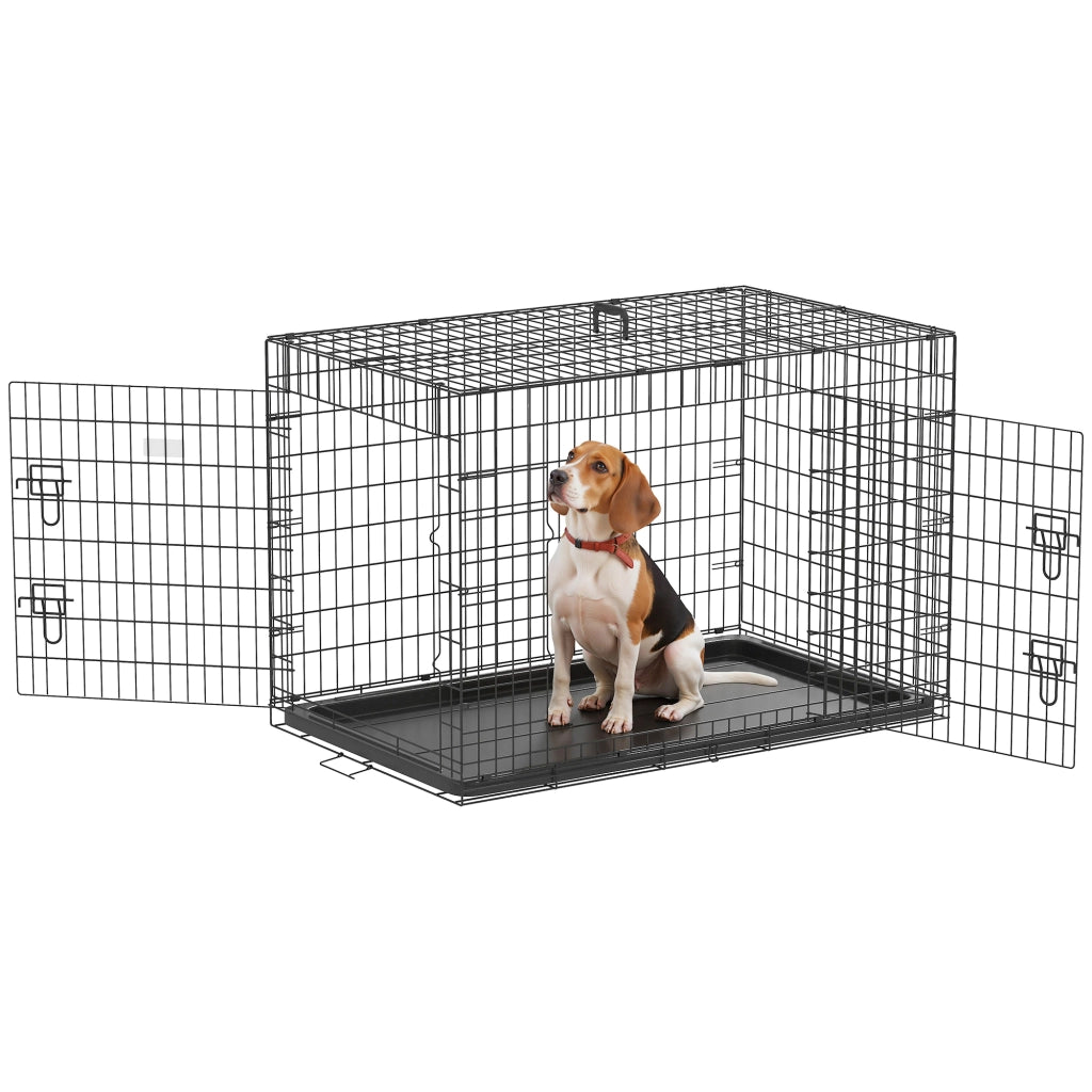 Gabbia per Cani Pieghevole ¨C zephmum ¨C Griglia Acciaio Nero 106x68x76 cm