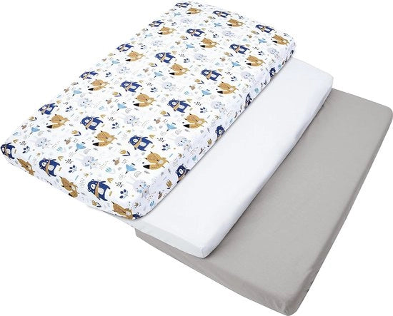 Set di 3 coperte per lettino 60 x 120 cm, tessuto 100% cotone, biancheria da letto per bambini, coperta per lettino, coperta per bambino