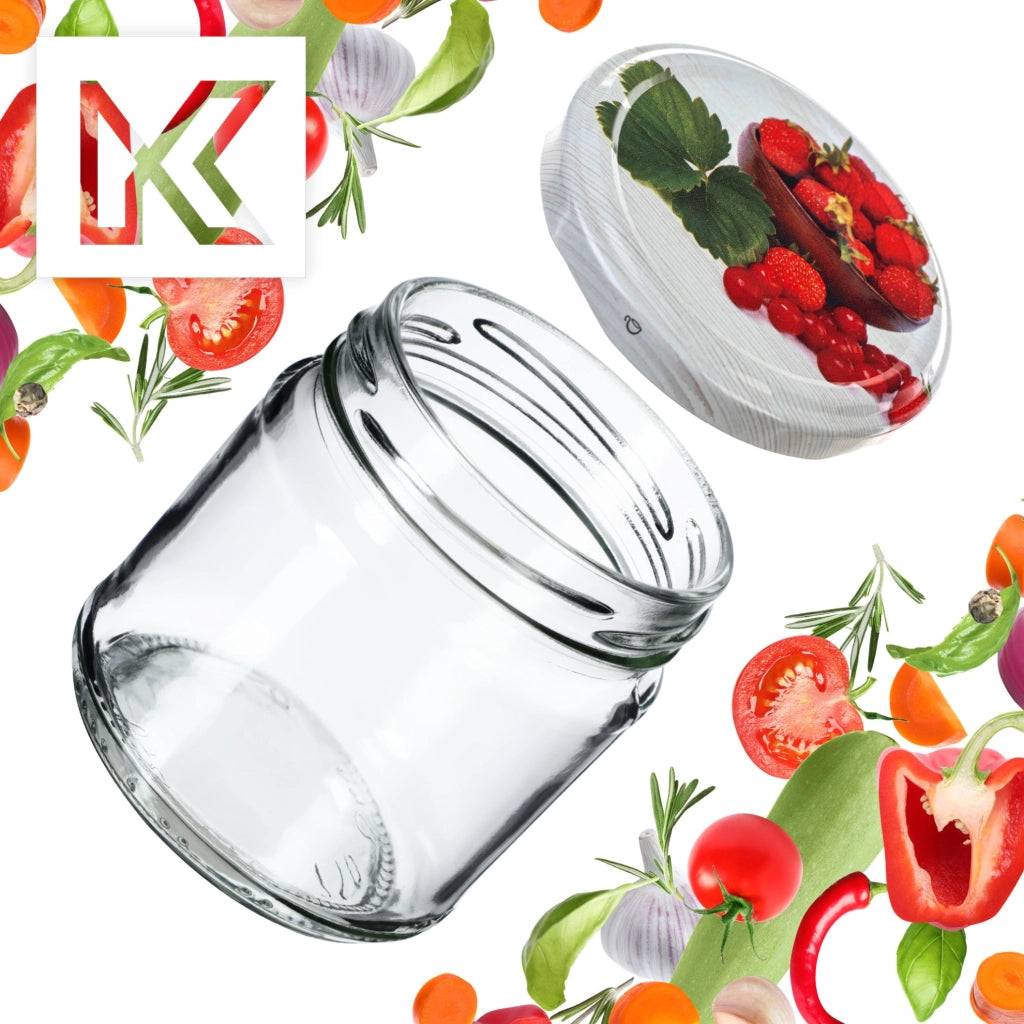 Barattoli per conserve KADAX Lerma 200ml 10 pezzi 66mm + coperchi "Fragole"