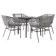 Set da Pranzo da Giardino 5 pz | Set Salotto da Giardino con Cuscini Polyrattan Vetro