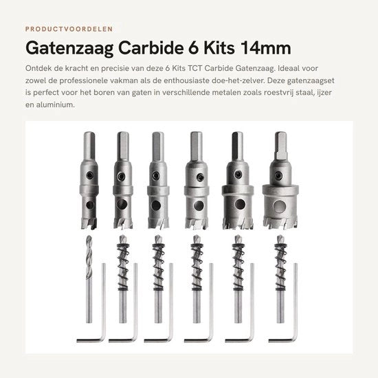 Kit di seghe carbide - 6 set - diametro 14mm a 30mm - apripunti - adatto per metalli - 6 diverse misure
