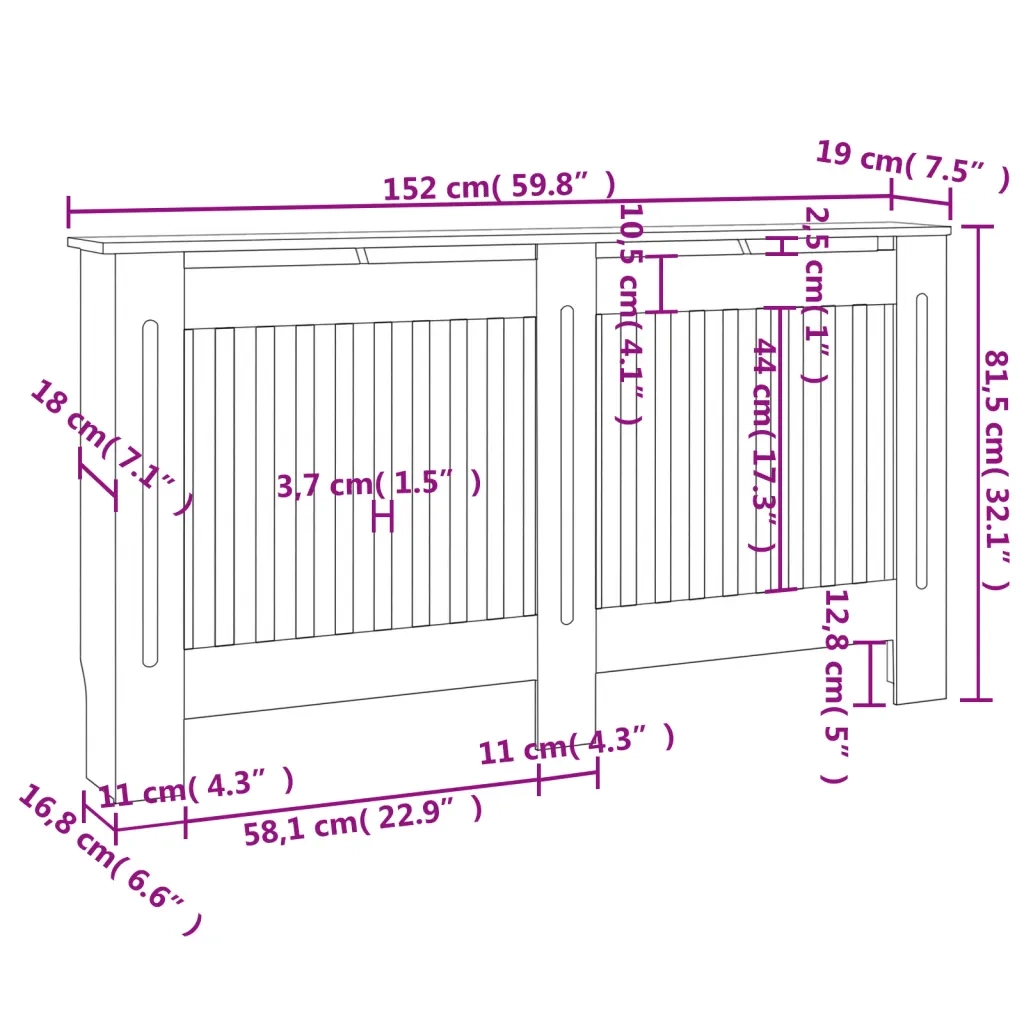 Copritermosifoni 2 pz in MDF 152 cm Bianco  cod mxl 78279
