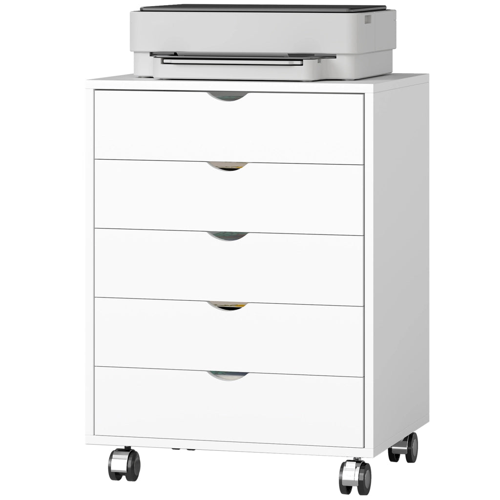 Cassettiera da Ufficio con 5 Cassetti ¨C Zephmum ¨C Bianco 50x40x67.5 cm
