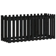 Fioriera | Cassetta per fiori | Vaso Giardino a Recinzione Nera 150x50x70cm Massello Pino