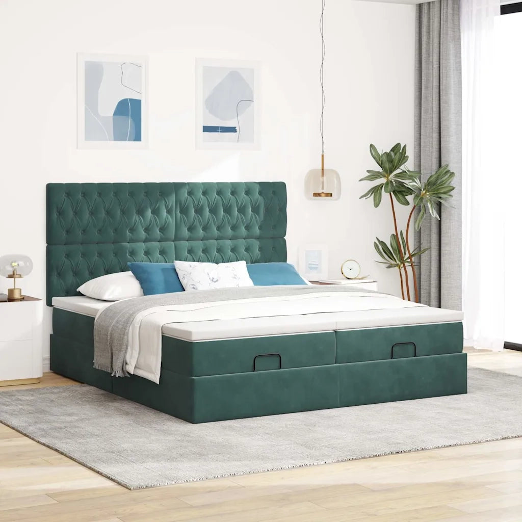 Struttura Letto Pouf con Materassi 200x200 cm Velluto 3314648
