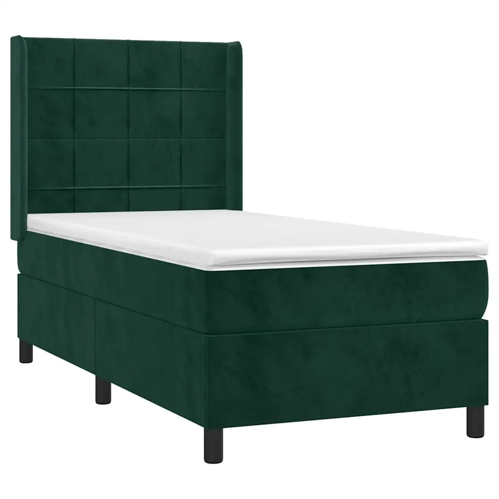 Giroletto a Molle con Materasso Verde Scuro 90x190 cm Vellutocod mxl 74722
