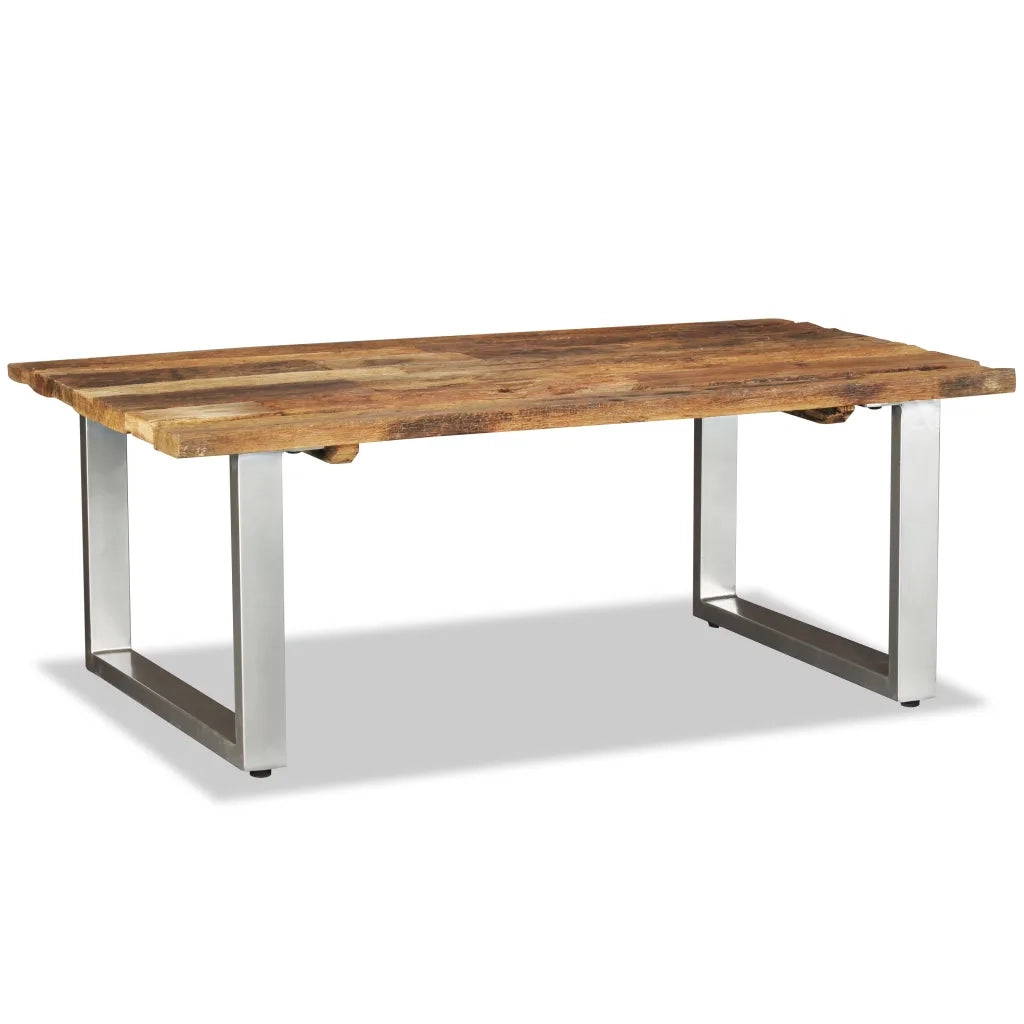 Tavolino da CaffÃ¨ in Legno Massello Recuperato 100x60x38 cm cod mxl 6106