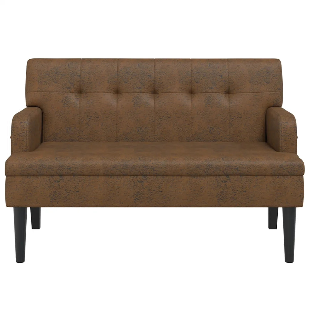 Panca con Schienale Marrone 112x65,5x75 cm in Scamosciato CFW6759104