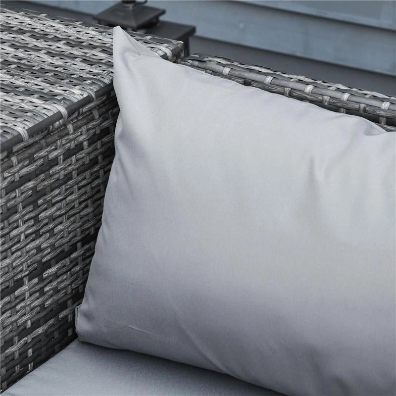 SET DA GIARDINO 4 PEZZI CON 2 DIVANI 2 POSTI, TAVOLINO DA CAFFÈ E TAVOLINO ALTO, IN ACCIAIO E RATTAN