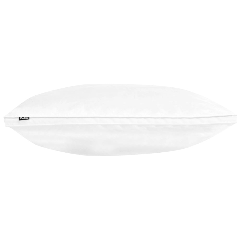 Set di 2 cuscini da letto guanciali in cotone bianco piumino d'anatra e piume 80 x 80 cm alto medio morbido