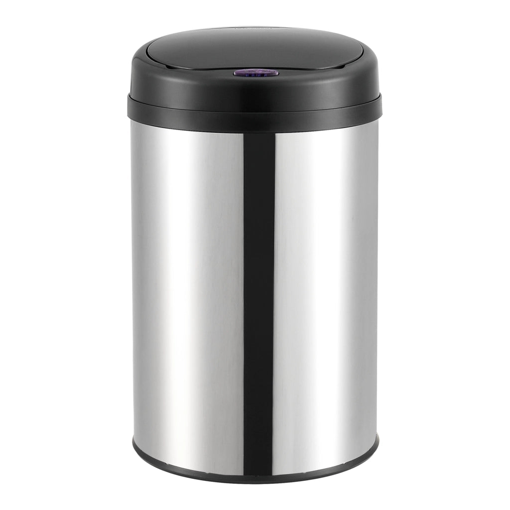 Pattumiera Automatica 30 L, Bidone Cilindrico in Acciaio Inox (AxØ) 50,5 x 30,5 cm Coperchio con Sensore di Movimento e