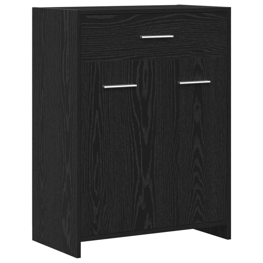 Mobile da Bagno  Nero Rovere 60x33x80 cm Legno Ingegnerizzato