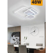Trade Shop - Lampada Soffitto Plafoniera Led 48w Moderno 3 Quadrati Luce 6500k 4000k 3000k C31 - -bianco Freddo      -