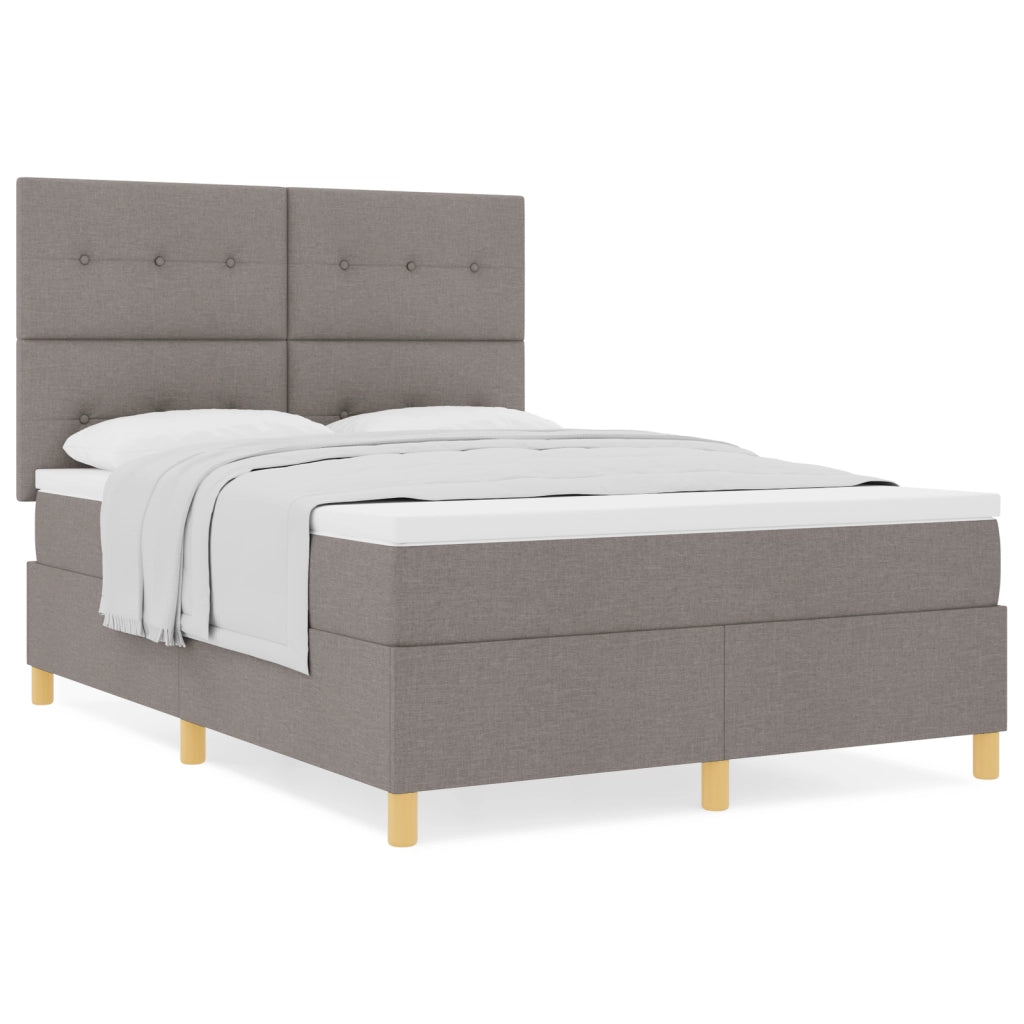 Letto Box Spring con Materasso Tortora 160x200 cm Tessuto
