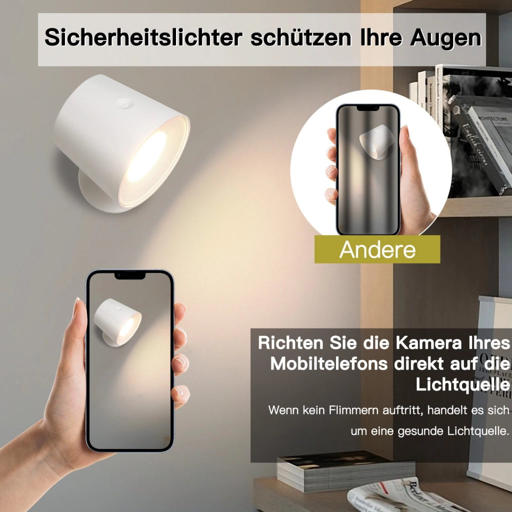 ZMH Lampada da Parete LED 2 Pezzi con Batteria Orientabile Controllo Touch 3 Livelli di Luminosità Bianco per Soggiorno