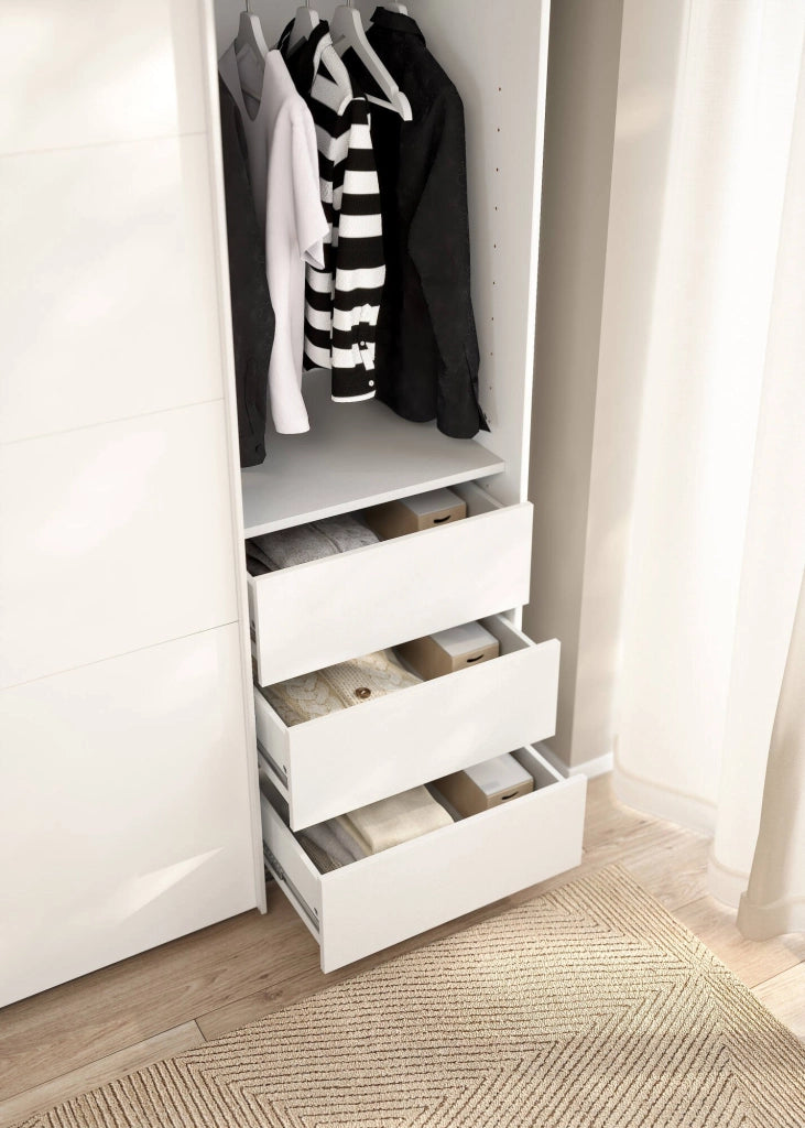 Cassettiera Giacarta, Settimino multiuso, Comò camera da letto, Mobile con cassetti, 57x55 h70 cm, Bianco