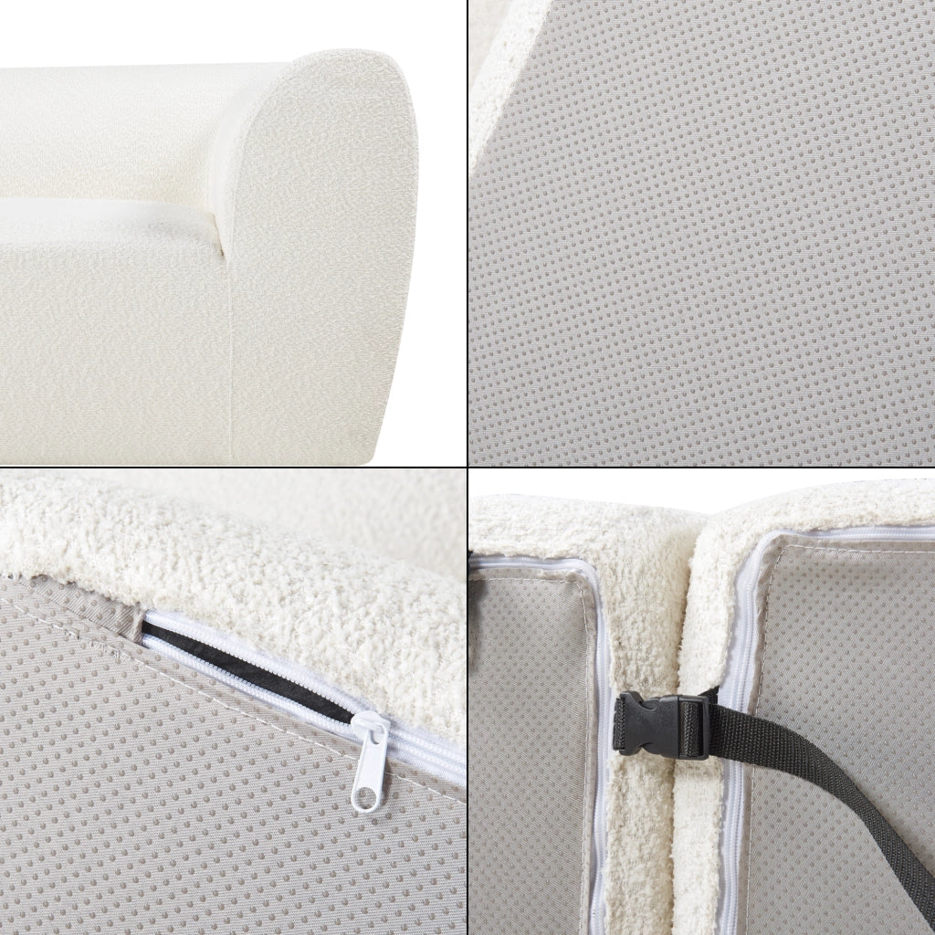 Divano Componibile a 2 Posti Divano Modulare 76x216x108 cm Serie Hurvas - Bianco Crema [en.casa]