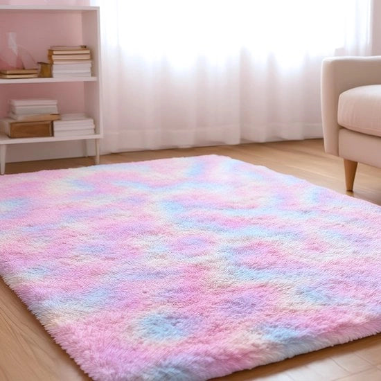 Tappeto soffice con disegno arcobaleno, lavabile, dimensioni 200x230 cm, per soggiorno, con superficie antiscivolo, grandi tappeti per camera da letto, morbidi tappeti moderni per camera da bambini