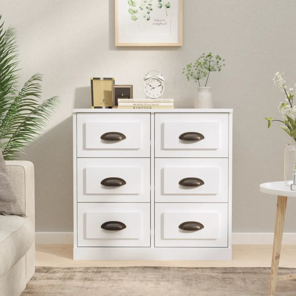 Credenza-Buffet-Armadio da cucina Bianco Lucido 70x35,5x67,5 cm in Legno Multistrato 682392