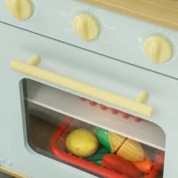 Cucina Giocattolo per Bambini con Fornelli e Armadietti, in Acciaio, Legno e PP, 72x33x85.2 cm, Blu e Bianco