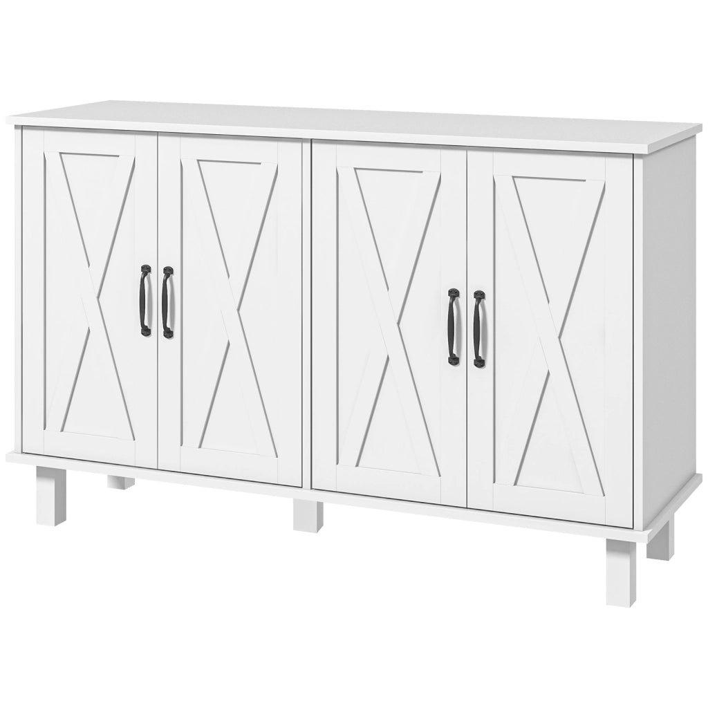 Mobile Multiuso in MDF a 4 Livelli con 2 Ripiani Regolabili e 5 Gambe, 120x37x75 cm, Bianco