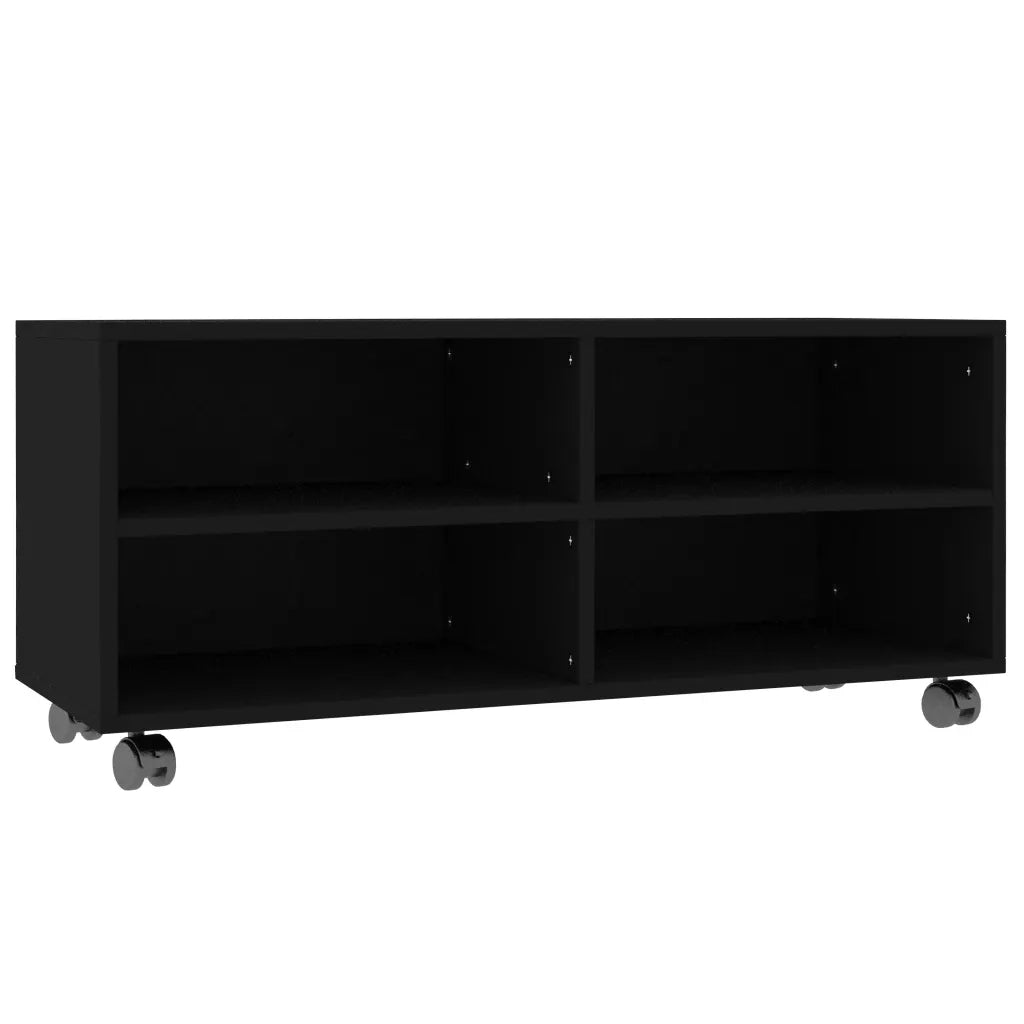 Mobile TV con Ruote Nero 90x35x35 cm in Truciolato