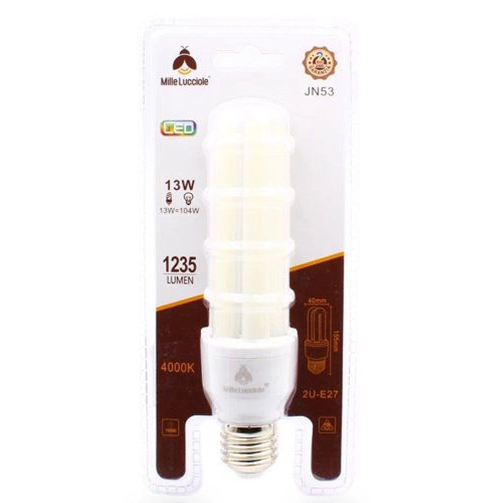 Trade Shop - Lampadina Led E27 13w 2u Tubolare Opaca Luce Calda 3000k Naturale 4000k Fredda 6500k -