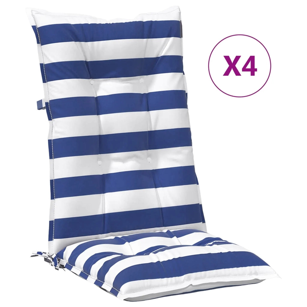 Cuscino da Esterno 4 pcs Blu e Bianco 120 x 50 x 7 cm Tessuto