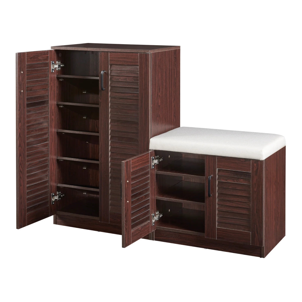 Mobiletto portascarpe Løten con panca MDF 97 x 120 x 36 cm effetto Wattengé 03_0010123