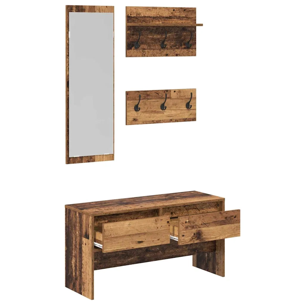 vidaXL Set mobili da ingresso Legno vecchio 90 x 31 x 46.5 cm