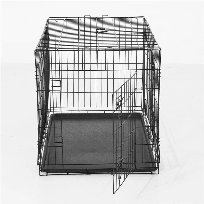 GABBIA TRASPORTINO IN ACCIAIO PER ANIMALI PIEGHEVOLE 122X77X82 CM NERO