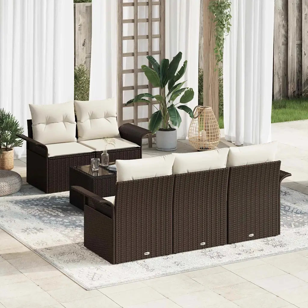Set di divani con cuscino 6 pcs Marrone polyrattan 3345238