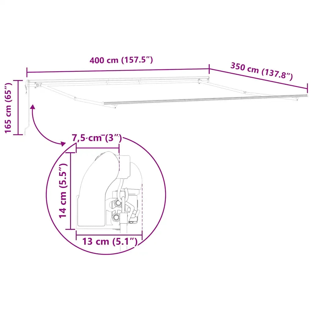 vidaXL Tenda da Sole Antracite 4 × 3,5 m Metallo