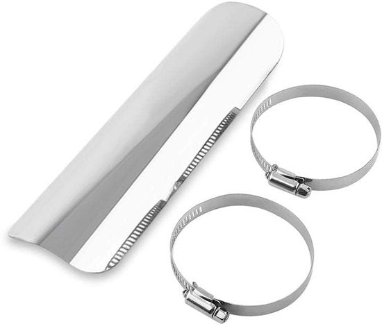 Sistema di Protezione per Fumaiolo Universale 50-70mm - Copertura Termoresistente per Motocicletta Cruiser Chopper Argento